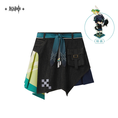 Kinich Impression Series Asymmetric Paneled Denim Skirt