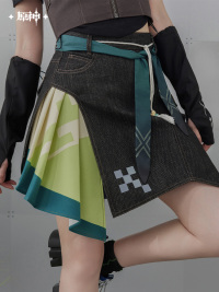 Kinich Impression Series Asymmetric Paneled Denim Skirt (4)