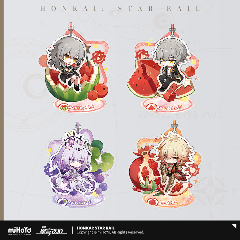 Fruity Summer Series Chibi Acrylic Charm & Stand - Mydei, Castorice, Trailblazer
