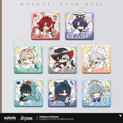 Chibi Square Badge (男生宿舍系列) - Argenti, Dan Heng, Aventurine, Blade, Boothill, Dr. Ratio, Jing Yuan, Sunday